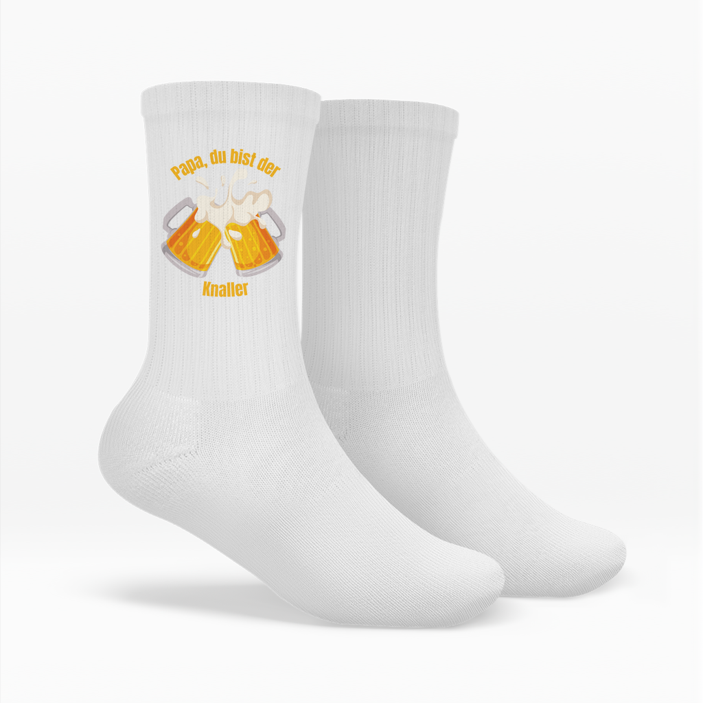 Socken „Papa, du bist der Knaller“ – Bierkrug-Motiv | Lustige Vatertags-Socken