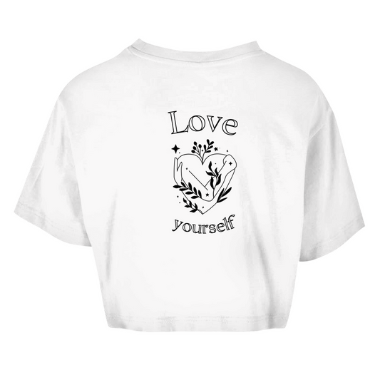 Love yourself Crop Top Damen | Oversize Shirt | Selbstliebe Mode | Statement Sommer-Top |