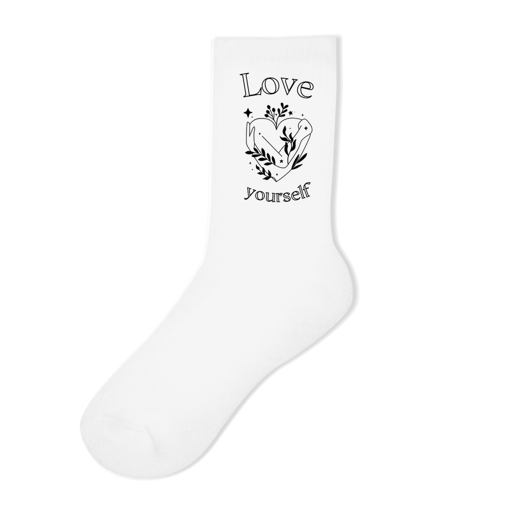 Love yourself Socken Damen & Herren | Statement Crew Socks | Selbstliebe Motivsocken |
